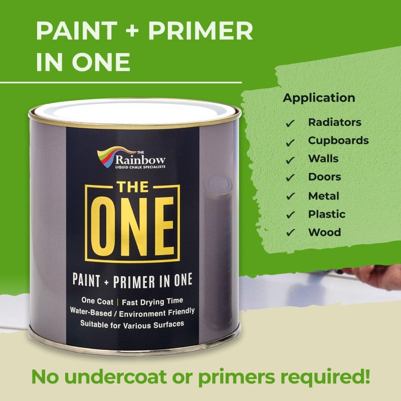 THE ONE All-In-One Paint & Primer - Cream Matte, 33.8 Fl Oz/1 Liter | 1 Coat Formula | Easy Indoor & Outdoor Decorating for Home & Garden Walls, Floors & Furniture | Water-Based & Low VOC - Image 2